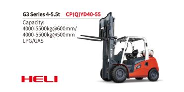 HELI G3 Series forklift with 4-5.5t capacity, LPG/GAS powered.