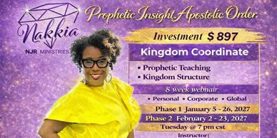 Promotional flyer for Nakkia NJR Ministries' Kingdom Coordinate webinar in early 2027.