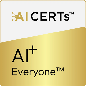 AI Certs logo with AI+ Everyone branding in gold and black.