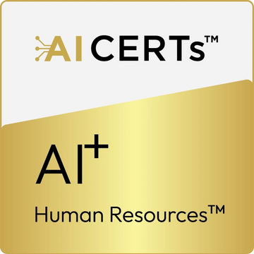 AI CERTs Human Resources certification logo with gold and white design.