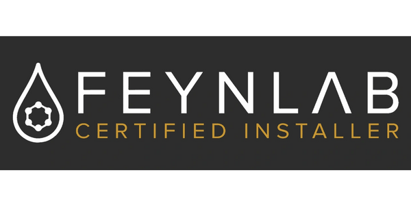 Feynlab Certified Installer logo with a drop and gear symbol.