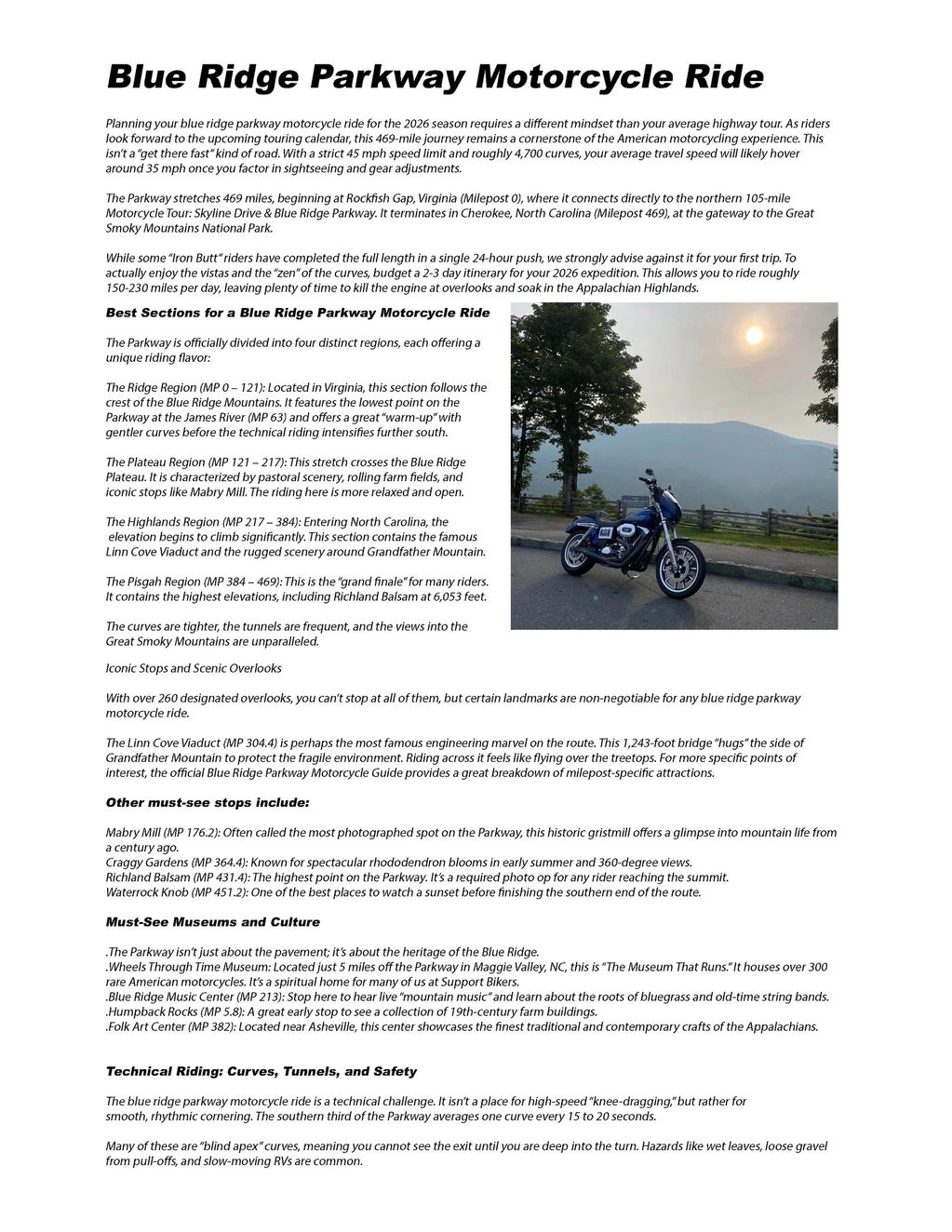 Blue Ridge Parkway Motorcycle Ride 