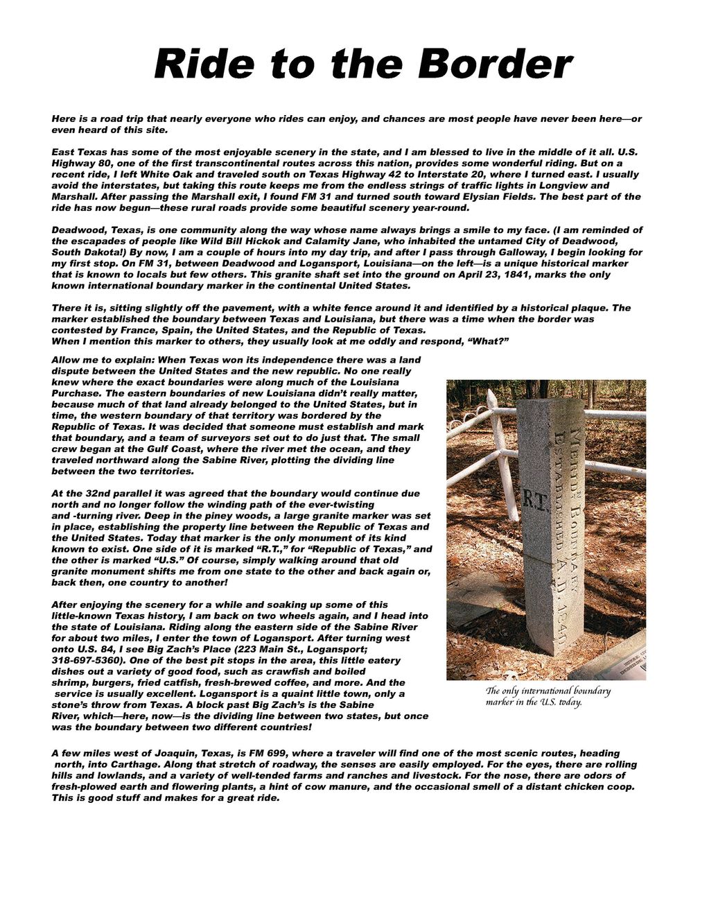 Ride to the Border Article 