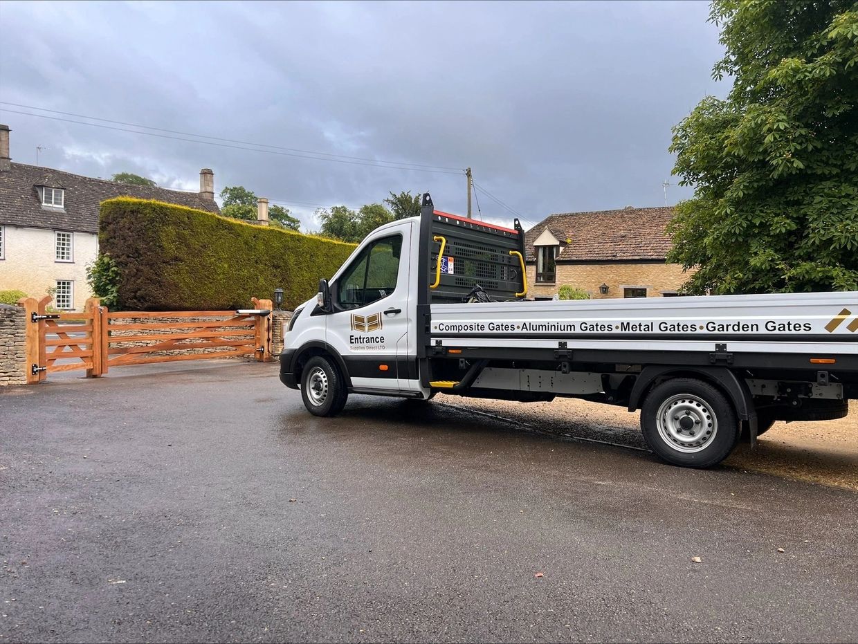 Gate delivery transport vehicle for entrance supplies direct.