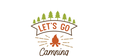 Let's Go Camping Pine Trees and Campfire
