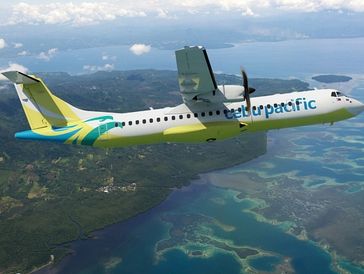 Cebu Pacific propeller plane aircraft flying over the Philippines