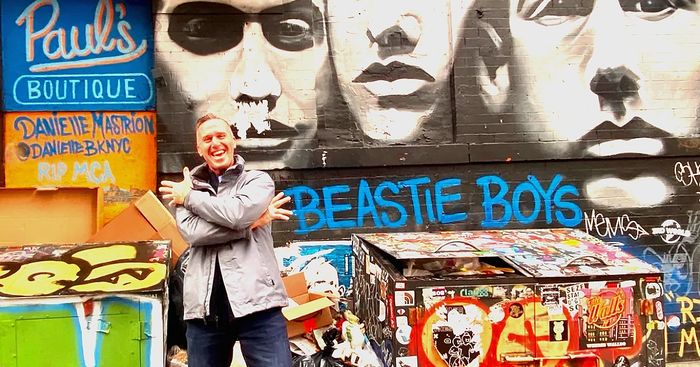 Beastie Boys mural at Paul's Boutique in Beastie Boys Square, New York City. Awesome NYC Tours.