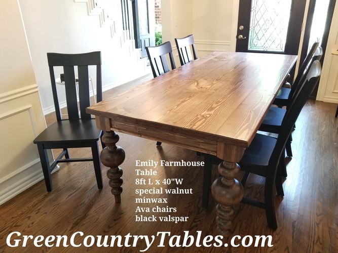 Massive turned leg farmhouse table with chairs