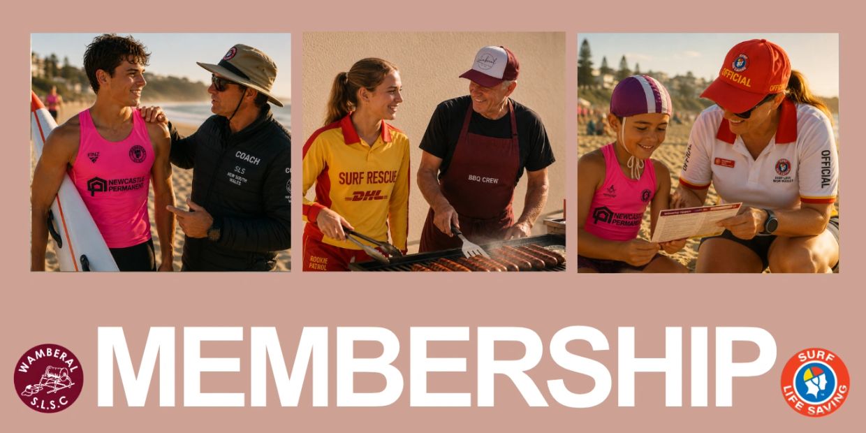 Collage of surf life saving members in different activities.
