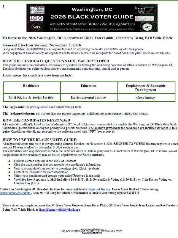 Washington, DC 2026 Black Voter Guide for Nonpartisan Engagement.