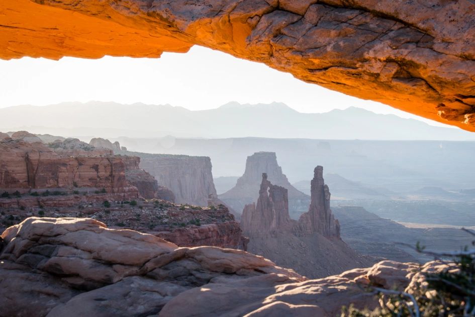 Golden Light After Sunrise Under Mesa Arch in Canyonlands National Park Golden Light After Sunrise Under Mesa Arch in Canyonlands National Park