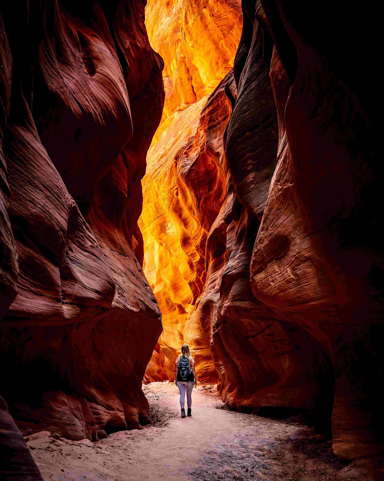 Walking through Buckskin Gulch near Kanab, Utah -- the Longest Slot Canyon in the World