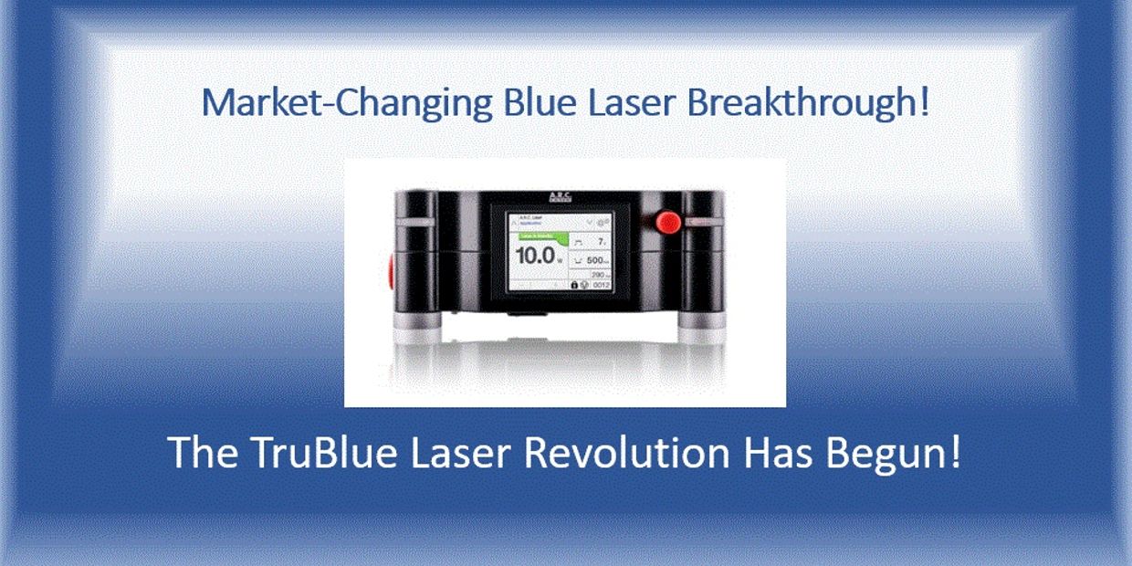 image of the new WOLF TruBlue blue laser announcing the market-changing breakthrough technology.
