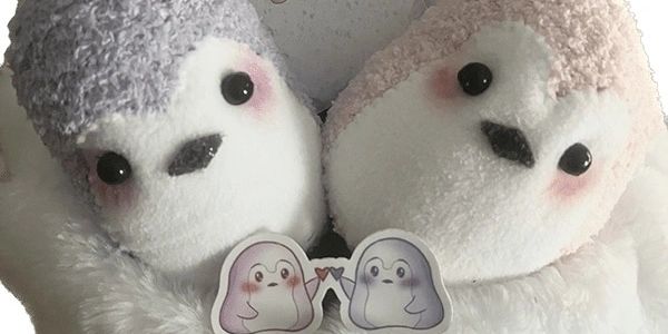 Pastel Pink and Purple Penguin Stuffed Animals. Pink and Purple Penguin Sticker