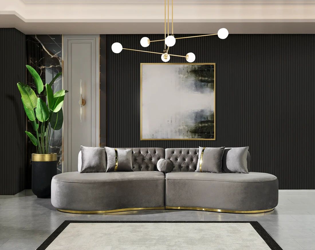 Qatar inspiredLuxury Chaise Sectional (Grey)