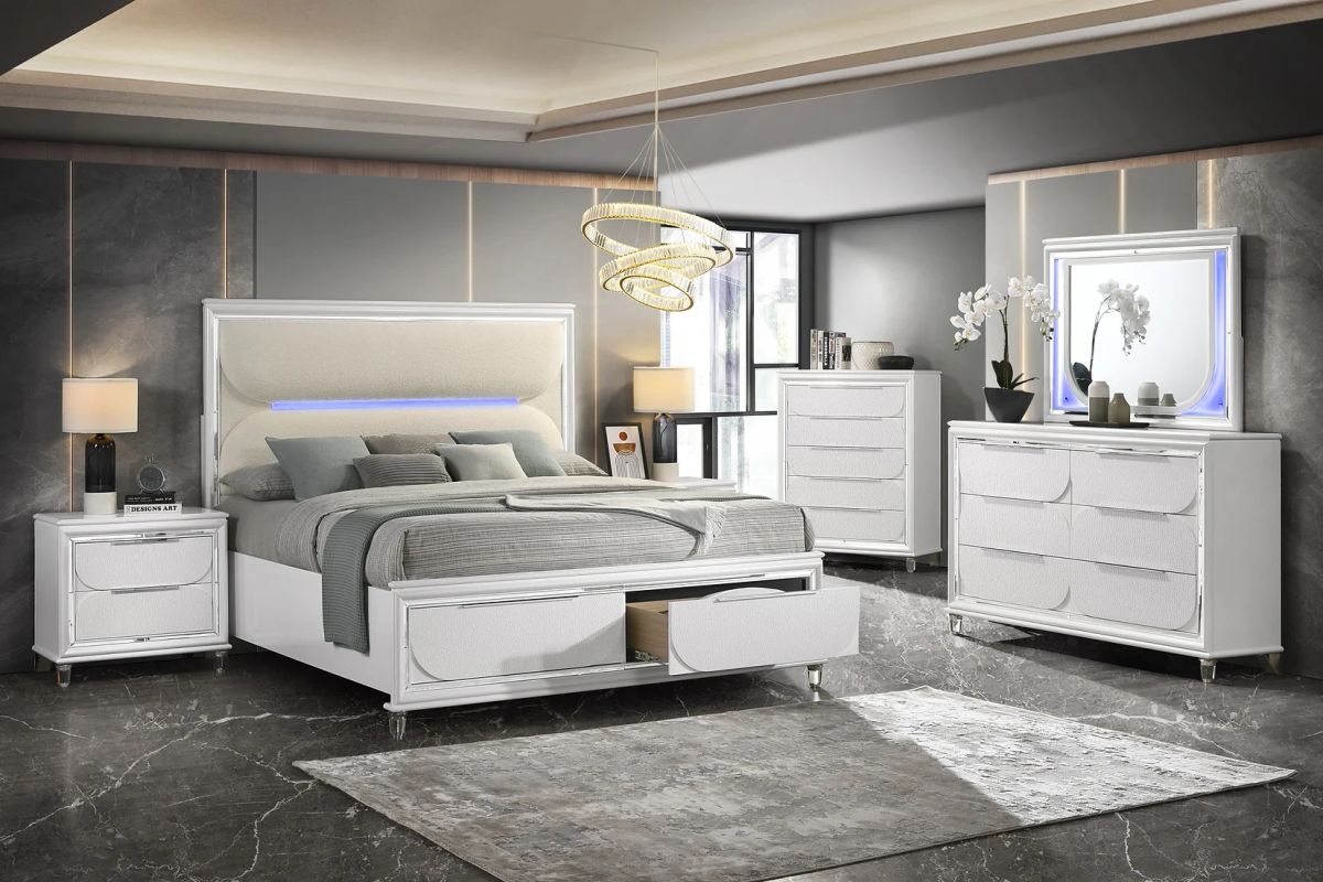 Serene Collection- Bedroom Set (LED) storage drawers