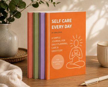 Self-care journals with a simple design for daily planning and gratitude.