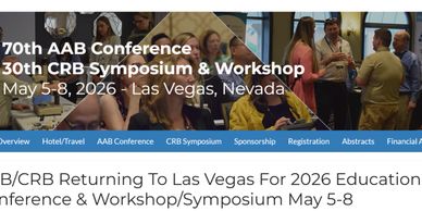 Announcement for 2026 AAB Conference and CRB Symposium in Las Vegas.