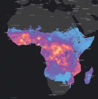Heat map showing temperature variations across Africa.