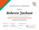 Certificate of completion awarded to Rebecca Jackson.