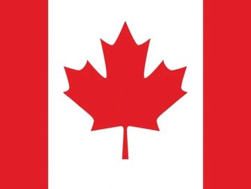 The national flag of Canada featuring a red maple leaf.