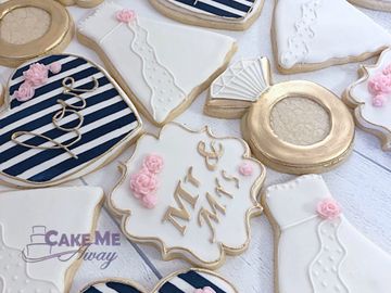 Decorated cookies. Wedding shower cookies. Bridal shower cookies. Wedding cookies. Cake me Away Amy