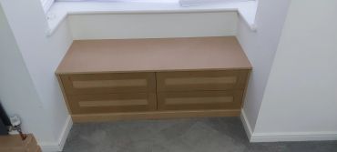Built in bench with shaker style drawers