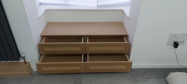 Built in bench with shaker style drawers