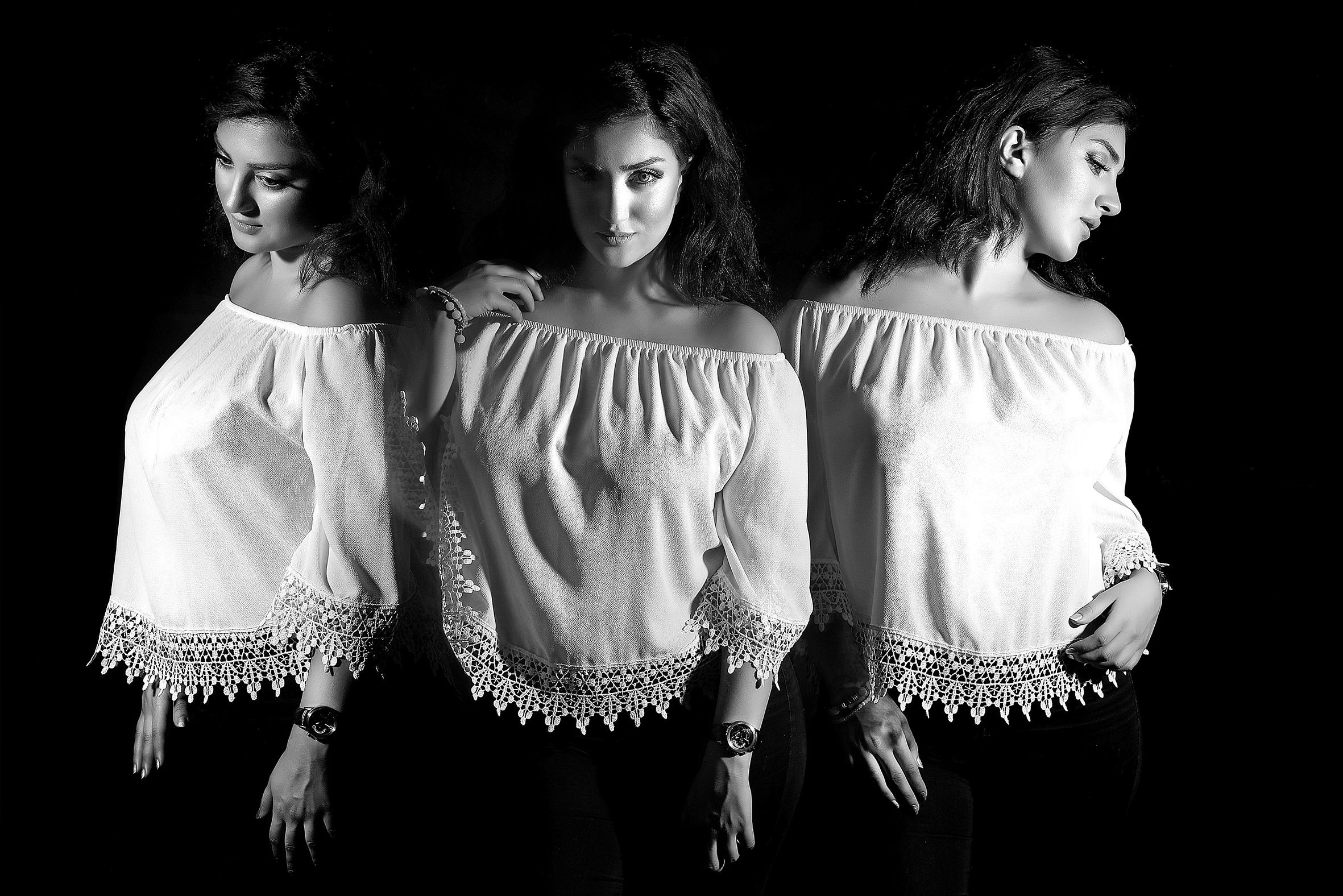 Creative studio portrait with spotlight effect in Toronto