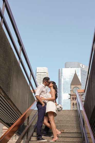Wedding day bride preparation with stylist in Toronto studio