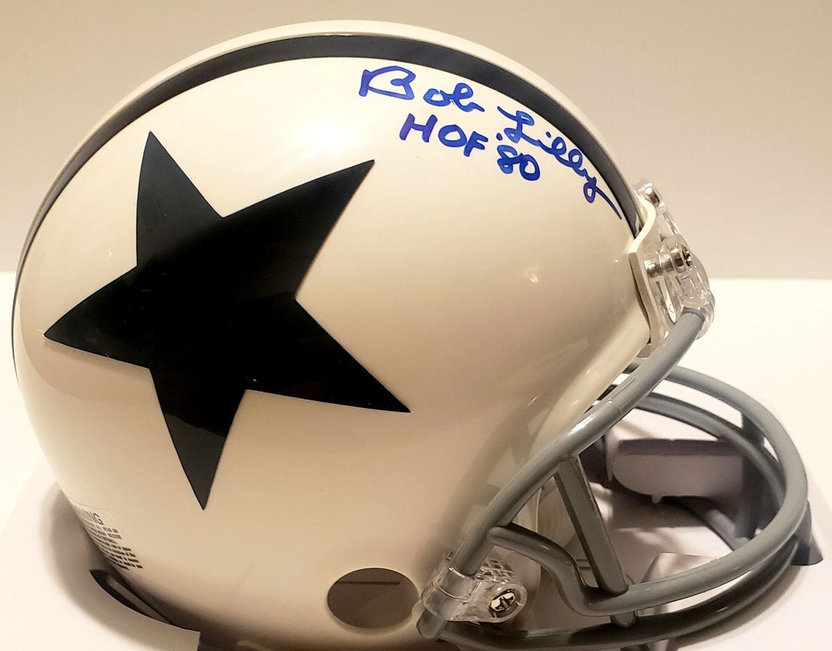 Bob Lilly* Signed Cowboys Throwback VSR4 Mini Helmet