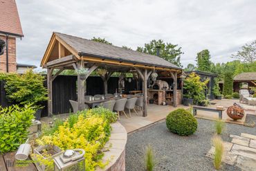 Zoned Garden with Multiple Oak Frame Structures