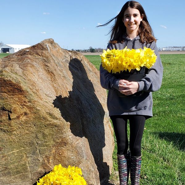 Girl with daffodils