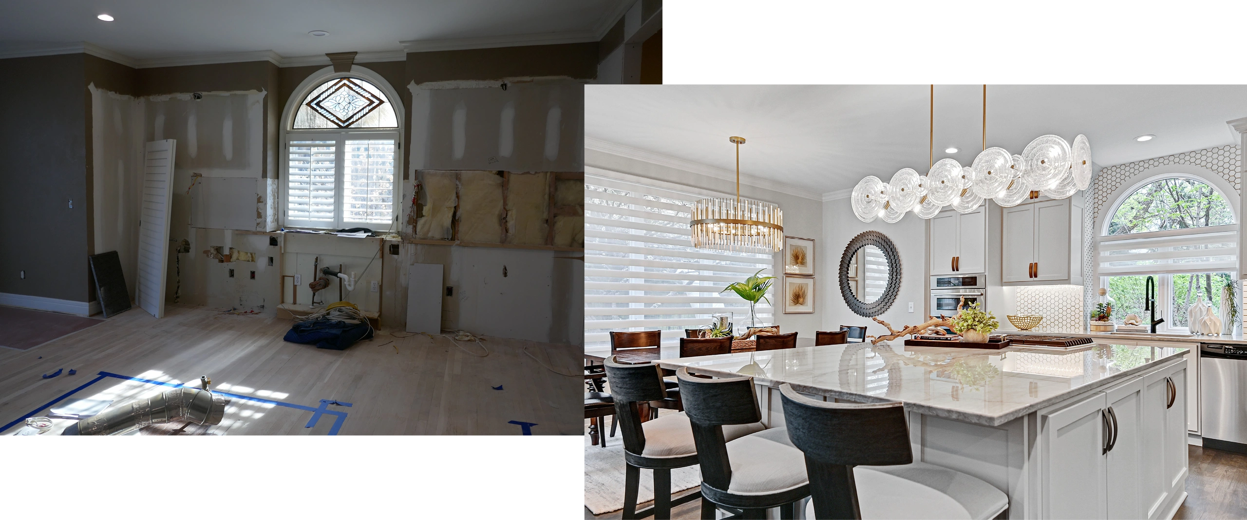 Bond before and after photo, Kitchen - Torres Design KC