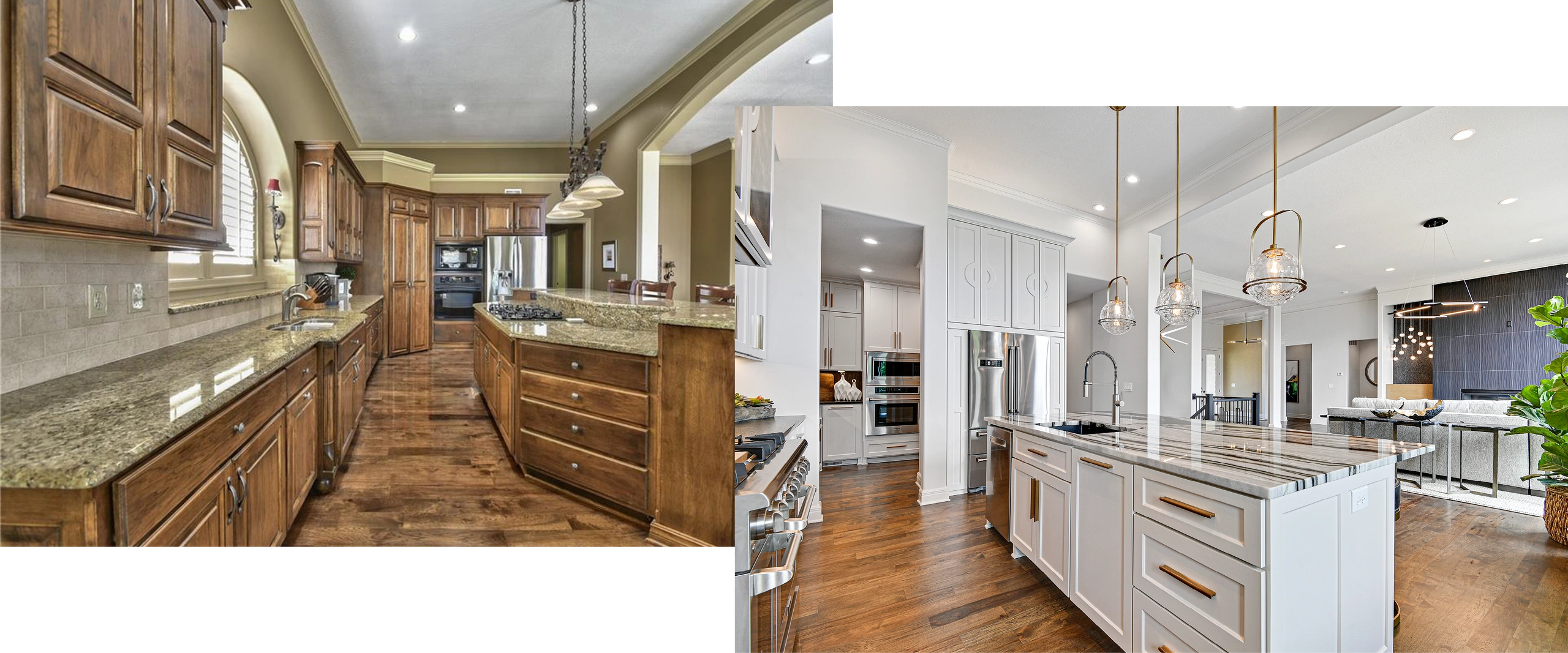 South Overland Park before and after photo, kitchen - Torres Design KC