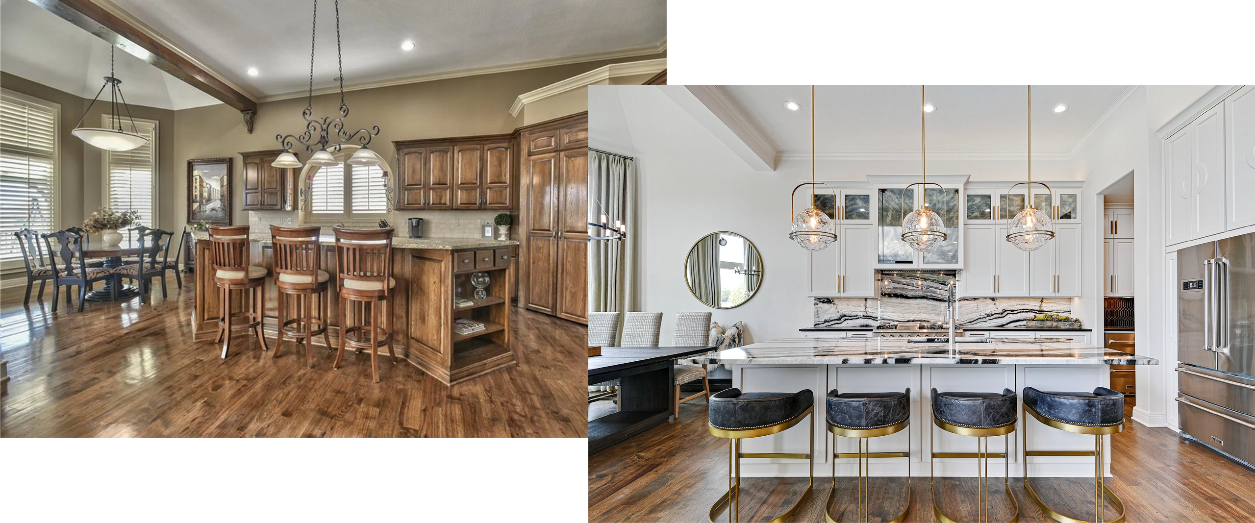 South Overland Park before and after photo, kitchen - Torres Design KC