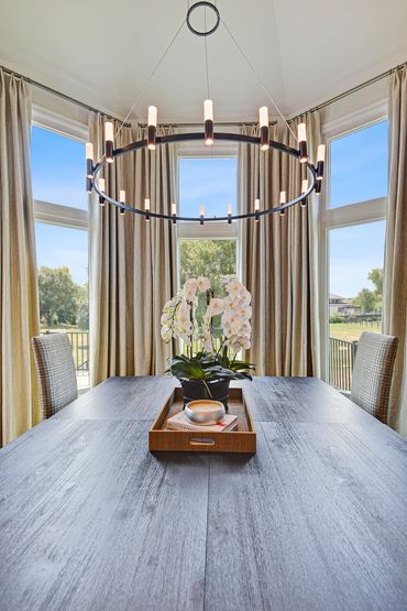 dining room with light fixture