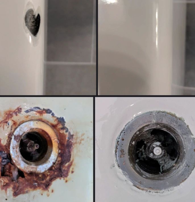 Standard Bathtub+ chip, rust w fix w/reglaze