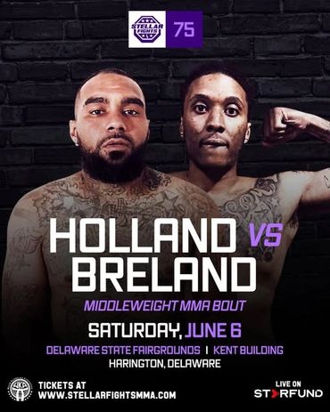 Promotional poster for Holland vs Breland middleweight MMA fight on June 6.