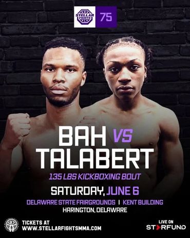 Promotional poster for Bah vs Talabert 135 lbs kickboxing bout.