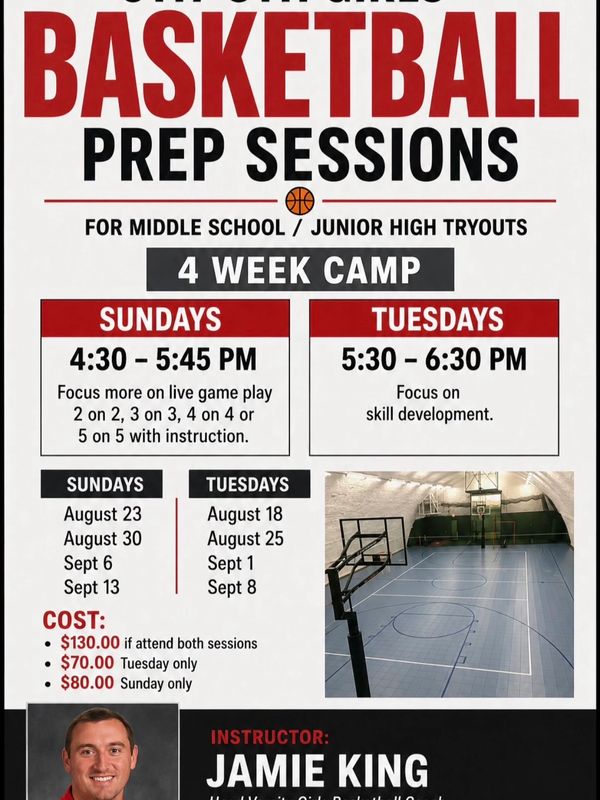Get ready for middle school/junior high basketball tryouts with Coach Jamie King! This 4-week camp i