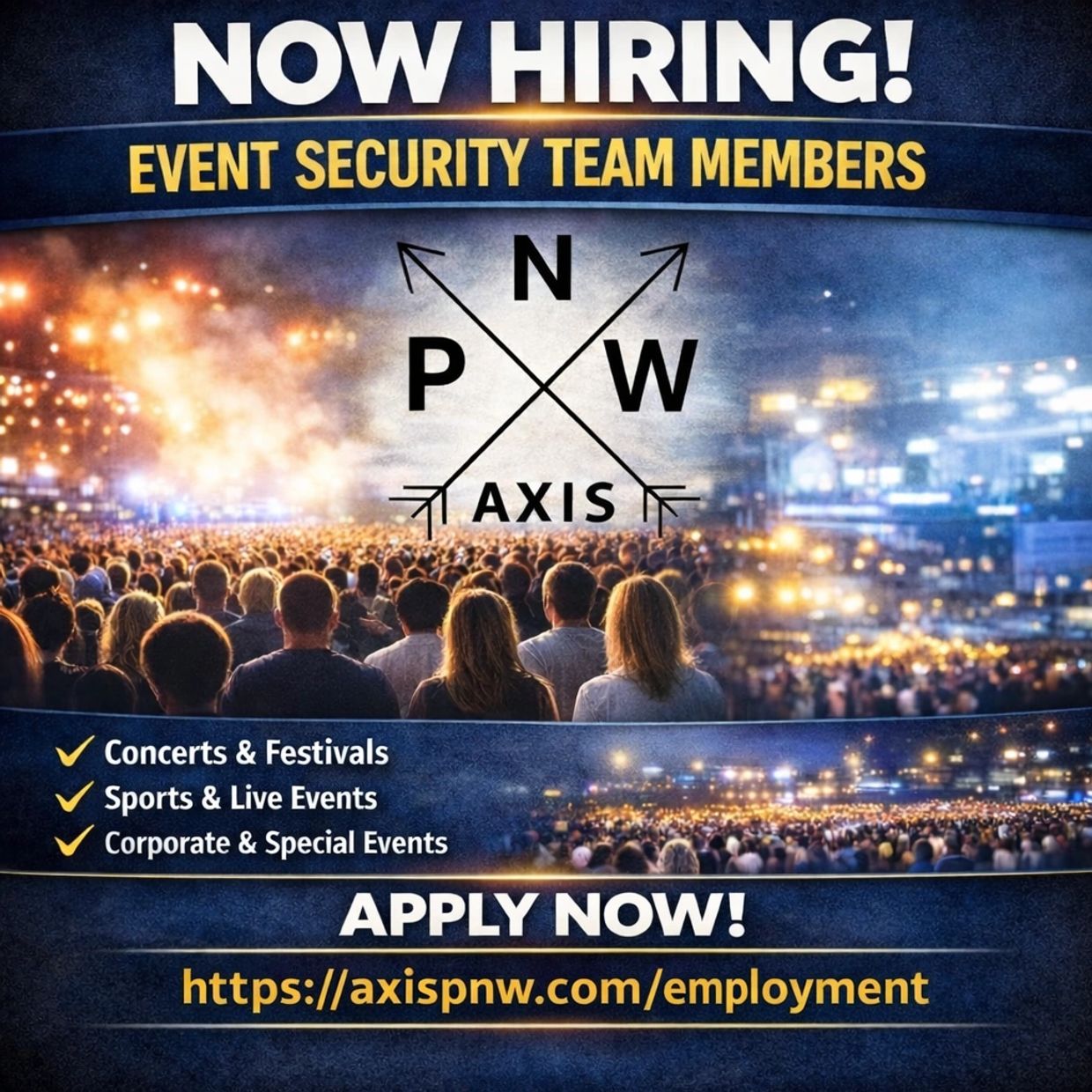 Hiring event security team members for concerts, sports, and corporate events.