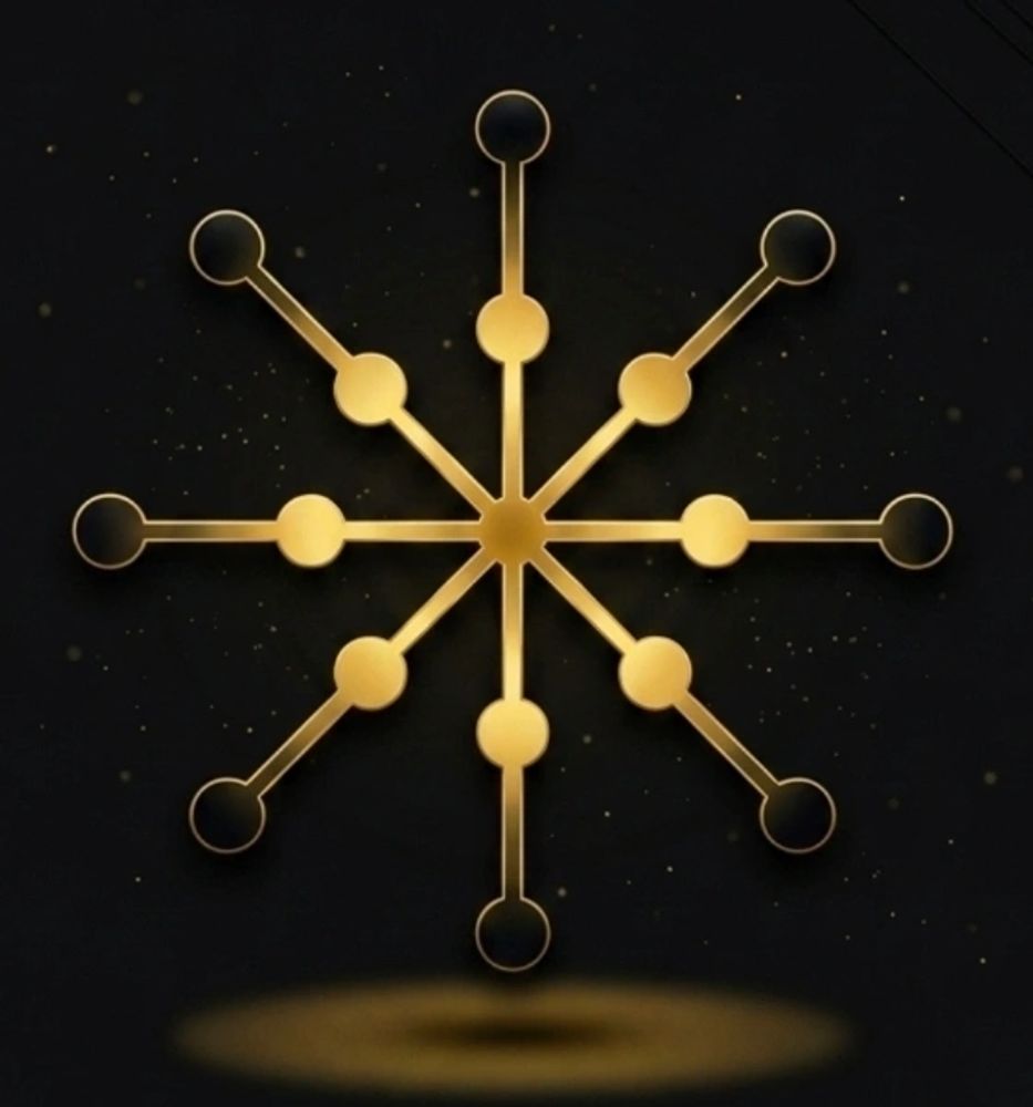 Network for Ethical Treatment logo.  Golden radial starburst design on black background.