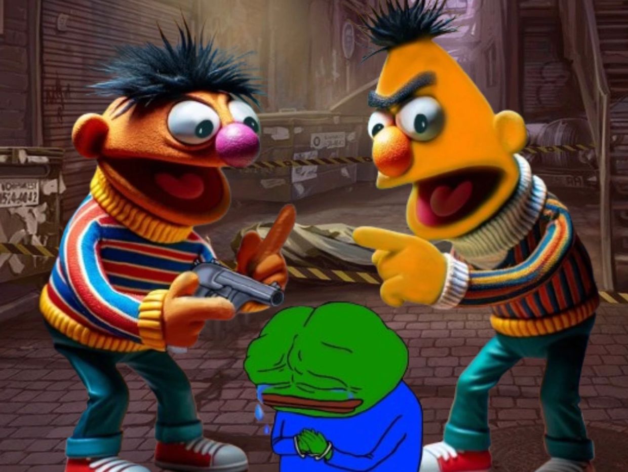 Guess who's on the block, folks? It's Bert and Ernie, stepping out of Sesame Street and diving straight into the wild world of blockchain! Bert and Ernie have levelled up into a couple of degens ready to shake up the Solana blockchain scene. But watch out, because they've got beef with Pepe, their ultimate nemesis!