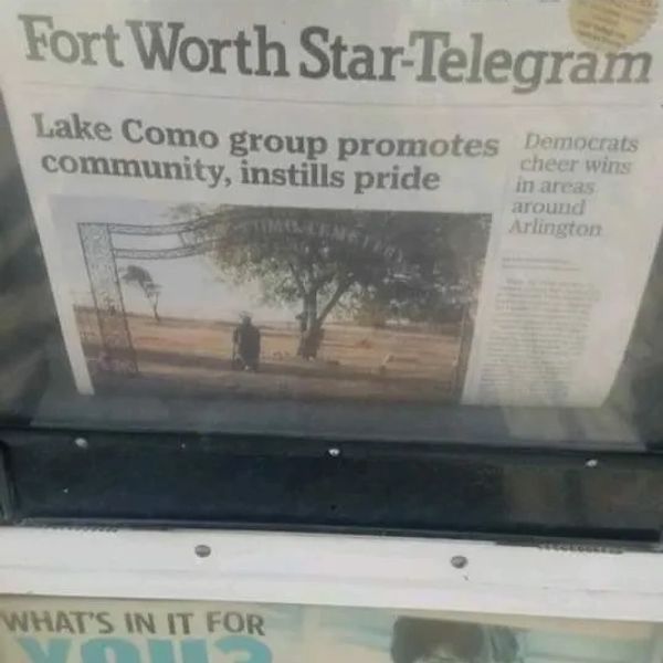 Legacy made the front page of the Star-Telegram!