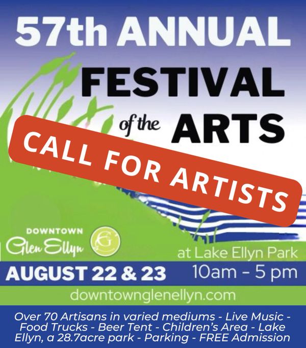 57th Annual Festival of the Arts with a call for artists, held at Lake Ellyn Park.