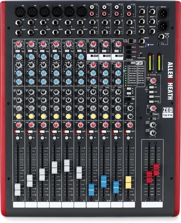 5 Allen & Heath ZED-12FX 12-channel Mixer with USB Audio Interface and  Effects