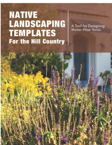 Cover of a guide for native landscaping in the Hill Country with wildflowers and a home in the background.