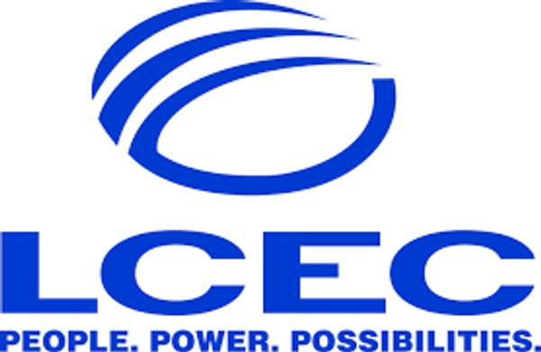 Blue LCEC logo with a circular design and slogan below.