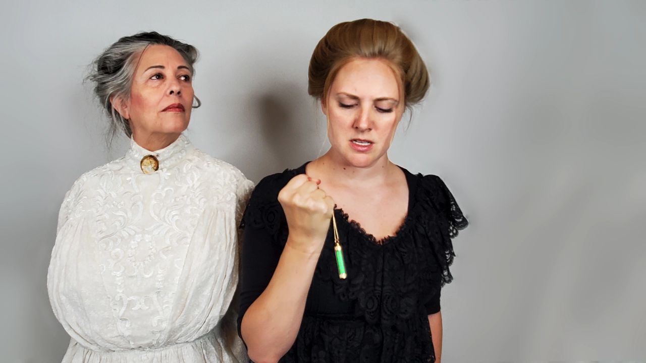 Mary Rowland (left) and Samantha Corey (right) in The Half-Life of Marie Curie. Photo courtesy of Switchyard Theatre Company.